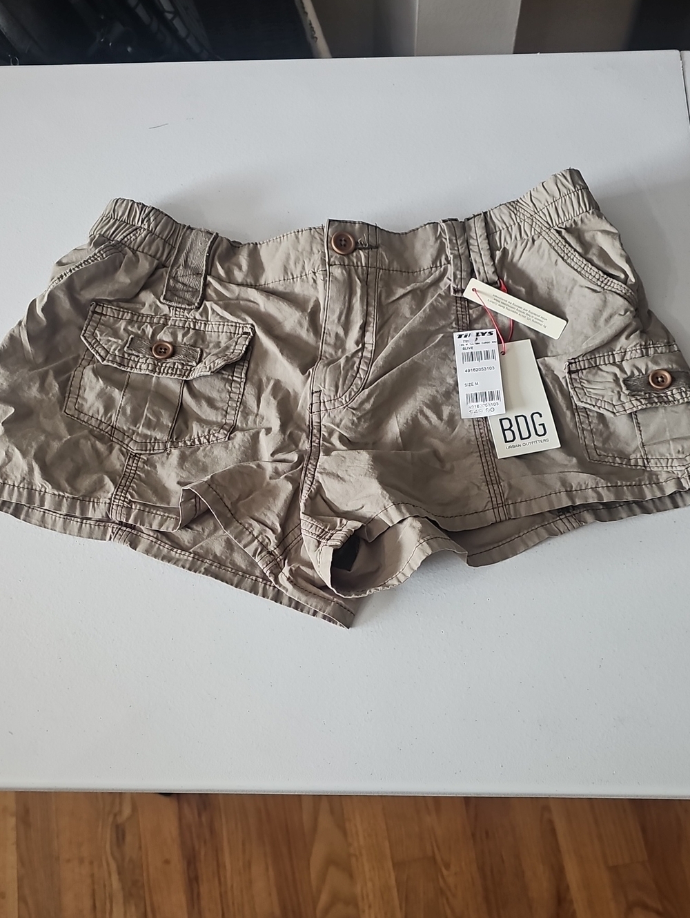BDG Women's Khaki Cargo Shorts with Flap Pockets